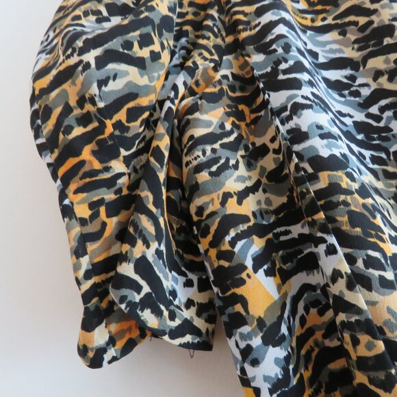 SALONI Lea 100% Silk Crepe Mini Wrap Dress in Ink Tiger Print - Size US 4 - Picture 14 of 16